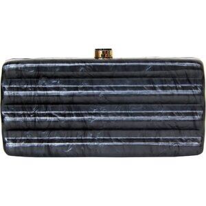 Womens Black Acrylic Clutch Purse Marbled Evening Shoulder Bag for Wedding